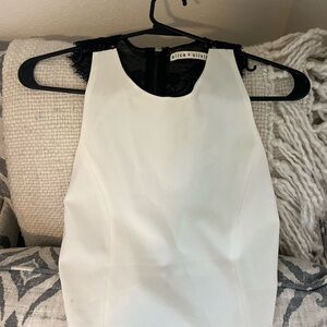Alice + Olivia White Sleeveless Crop Top with Lace Back